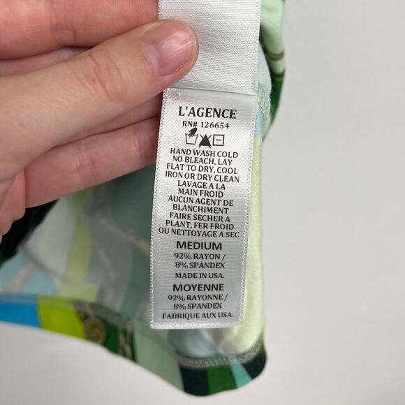 L’Agence Ressi Sea Green Equestrian Belt Swirl Colorful Print Luxury T-Shirt Med - Picture 10 of 11